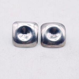 Ono 930 Sterling Silver Stamped Square 1" Stud Deco Modernist Earrings